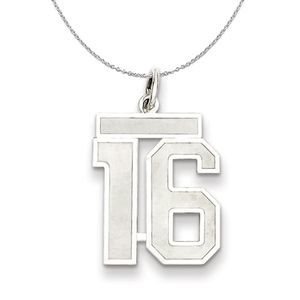 Sterling Silver, Jersey Collection, Medium Number 16 Necklace - 18 In